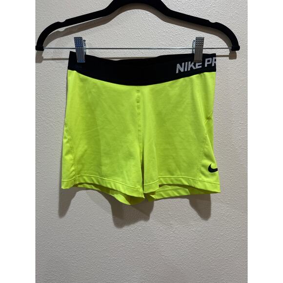 Womens yellow Nike pro compression shorts size medium - Picture 1 of 3